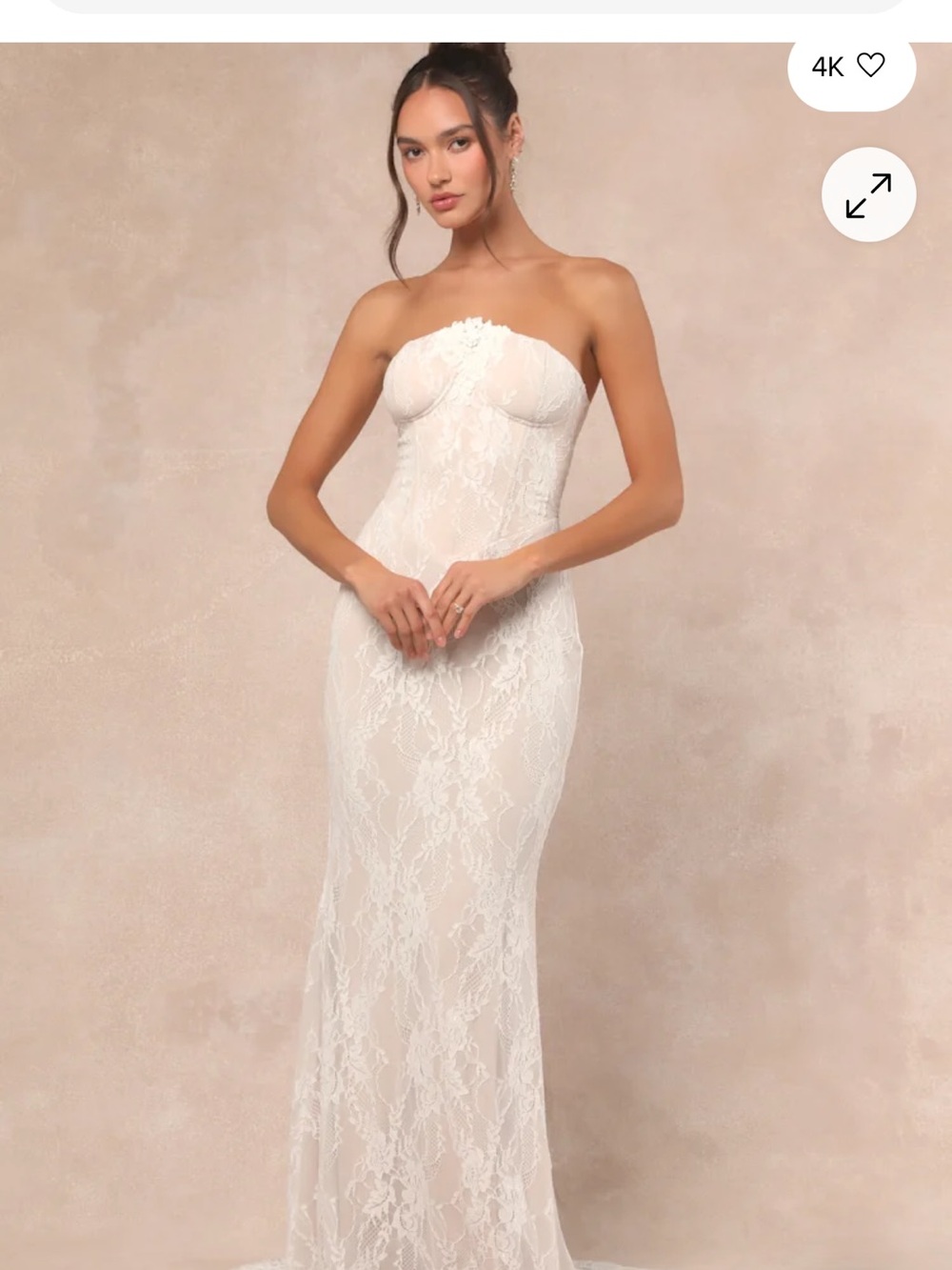 Lulu's Strapless Lace Column Dress in Ivory